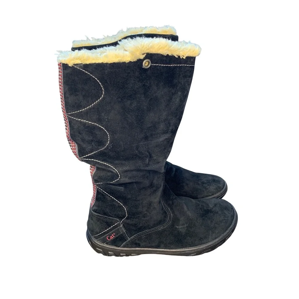 Caterpillar Black Suede Fur Lined Winter Boots Women Warm Cozy‎ Knee High Size 9